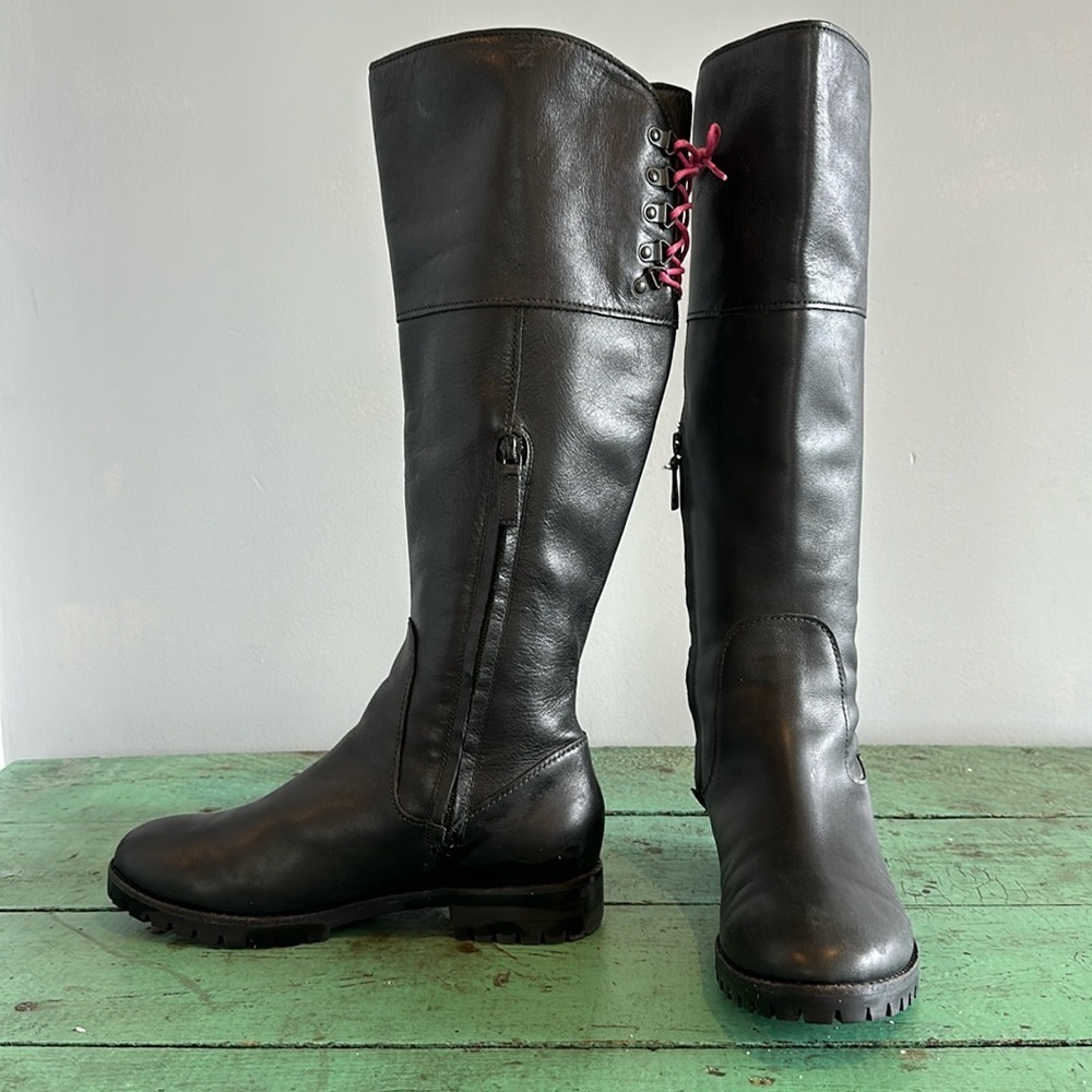 NWOT Women’s Cole Haan Air Kensington Black Leather Knee High Boots w/Nike Air